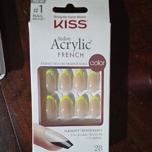 Kiss French Acrylic Nails with Neon Tips